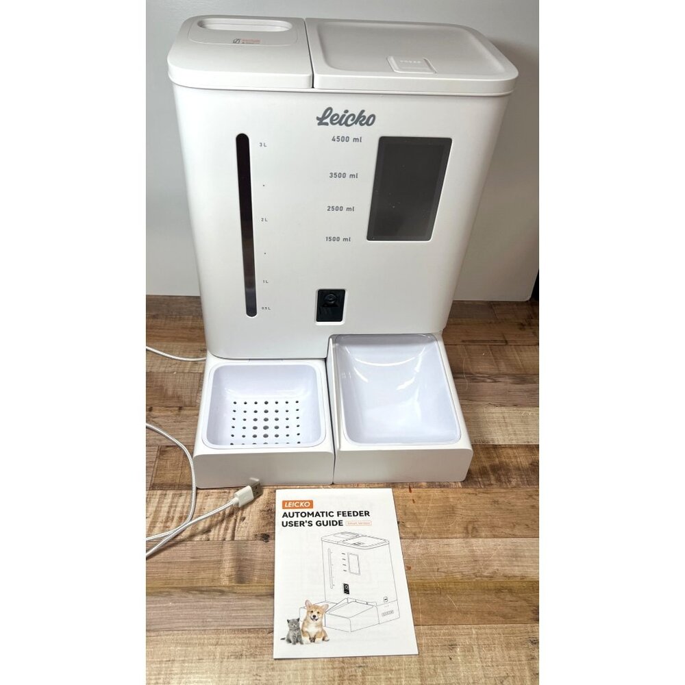 Leicko 4500ml Automatic Pet Feeder With LCD Display & Dual Bowls For Food & Wate